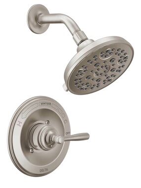 NIB Delta Roe 14 Series Brushed Nickel Shower Head and Handle